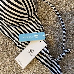 Black and White Striped Swimsuit Top